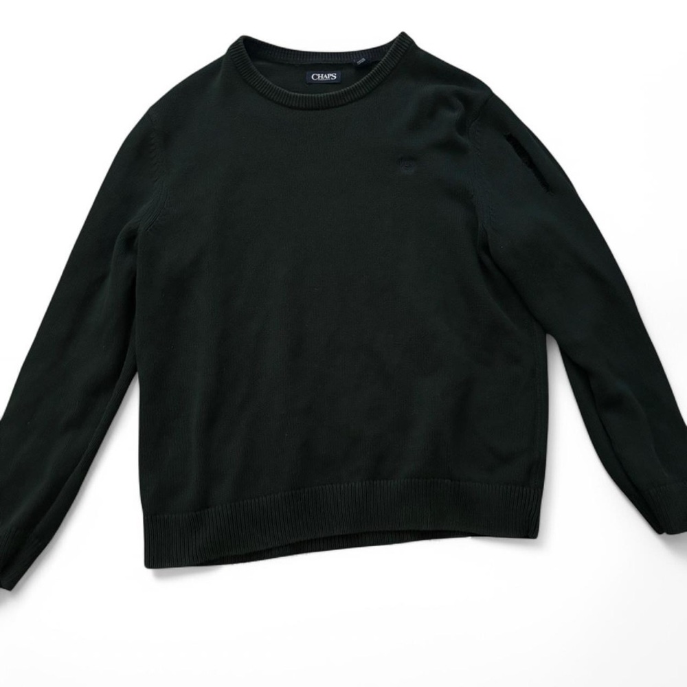 Chaps Green Crewneck Sweater with Long Sleeves